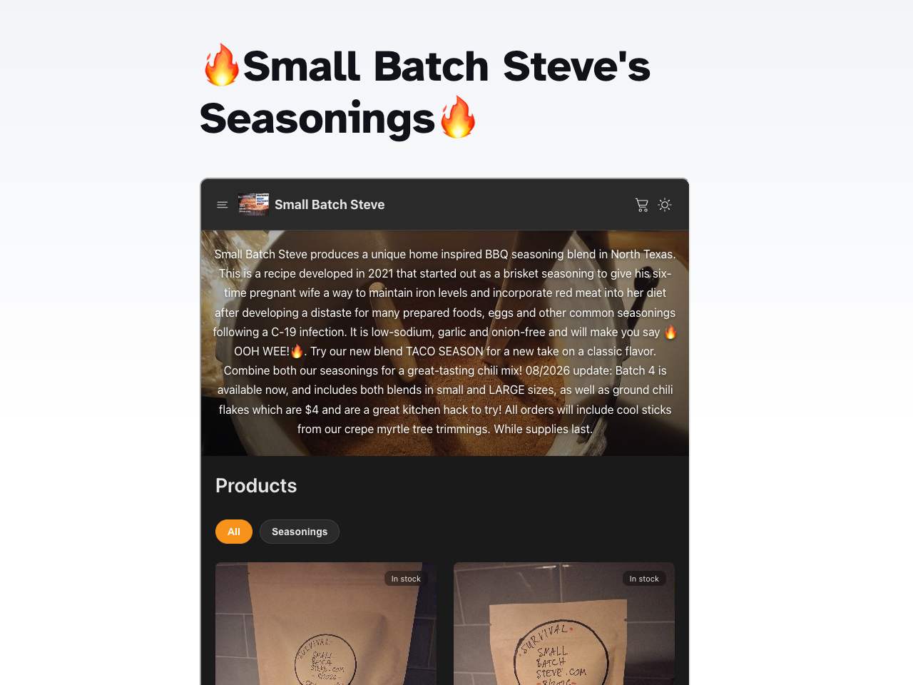 Small Batch Steve shop